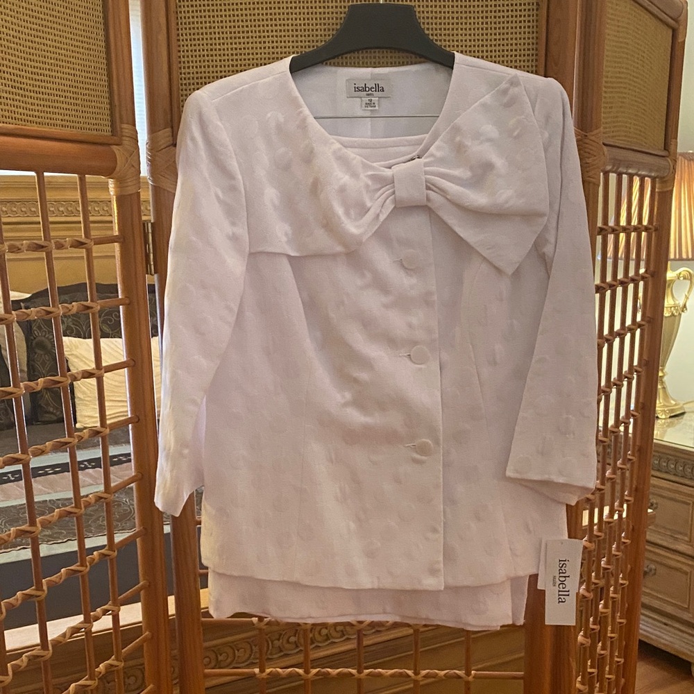 Isabella White Bow Blazer & Skirt